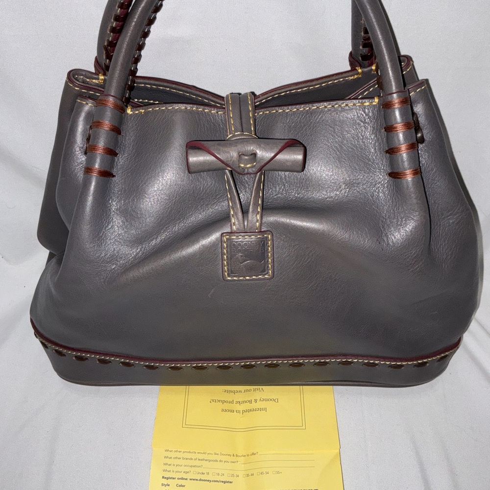EUC Dooney & Bourke Florentine Leather Toogle Satchel, Color Slate